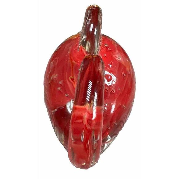 Vintage Fish Paperweight Glass Red Bubbles Swirls 4"x2x2"‎ Small Figure - Picture 3 of 4